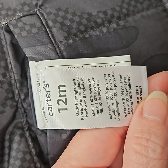 Carter's, reversible, jacket, size 12 months, boys, black, red, hooded - Picture 7 of 9